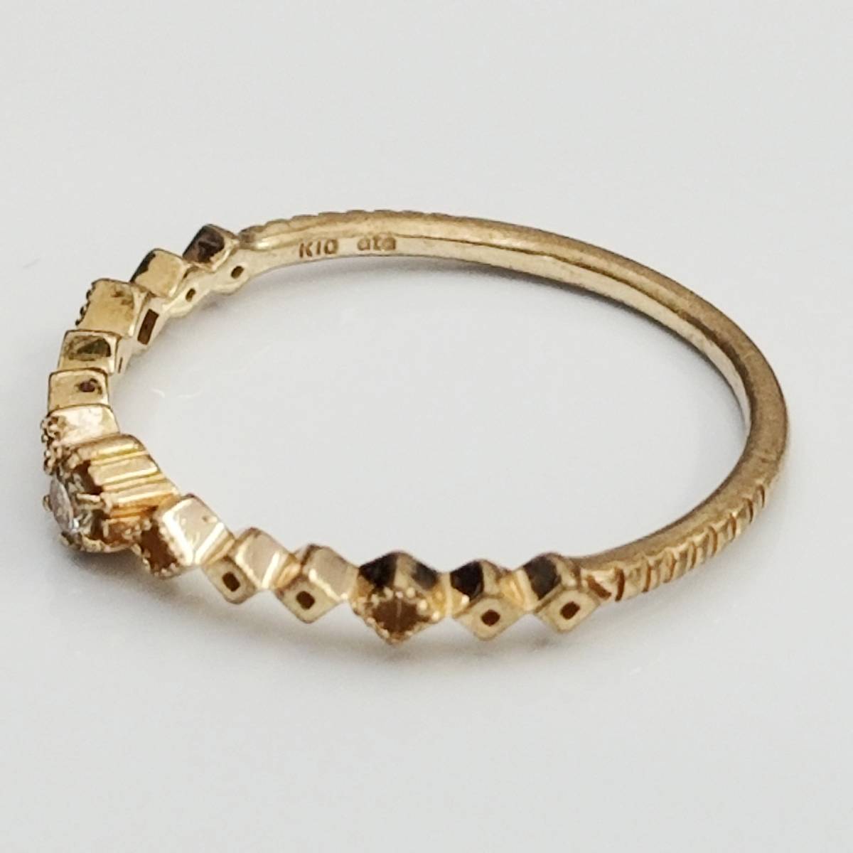 豪華!!ete☆K10☆天然ダイヤ0.03ct☆シンプルデザインリング☆9号 
