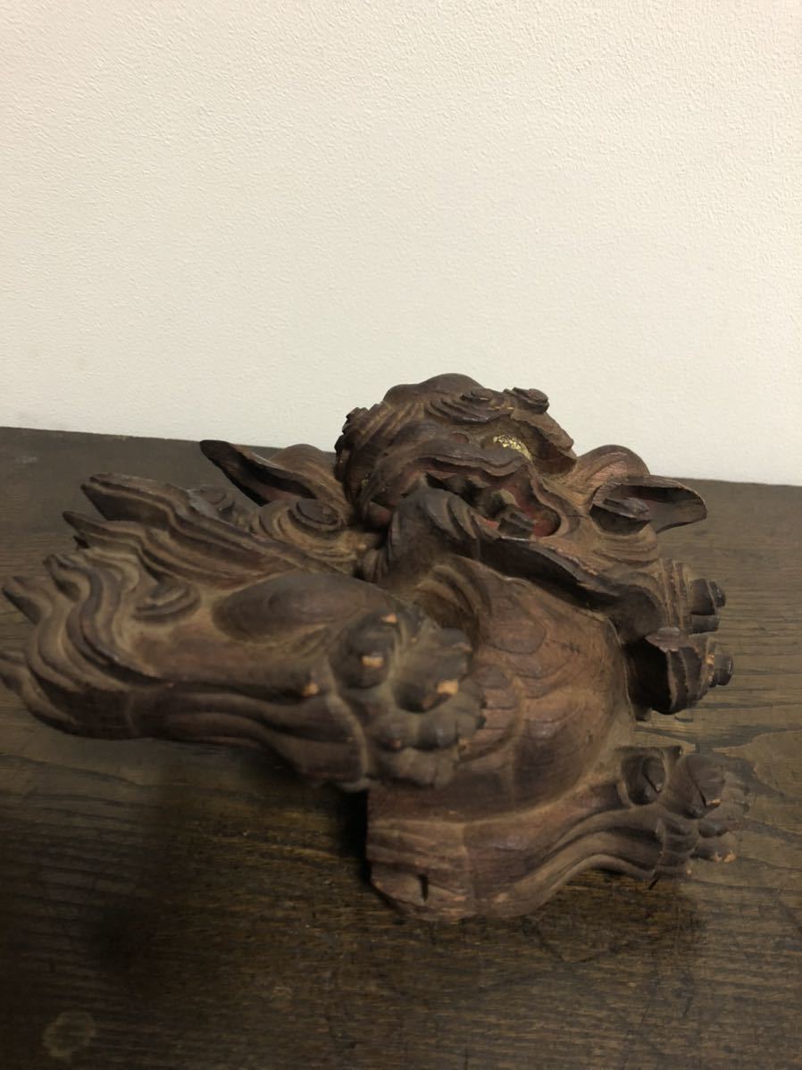 社寺建築 木鼻 古材 大型 木彫 雲文彫刻 時代物 寺院 神社 装飾材 古物