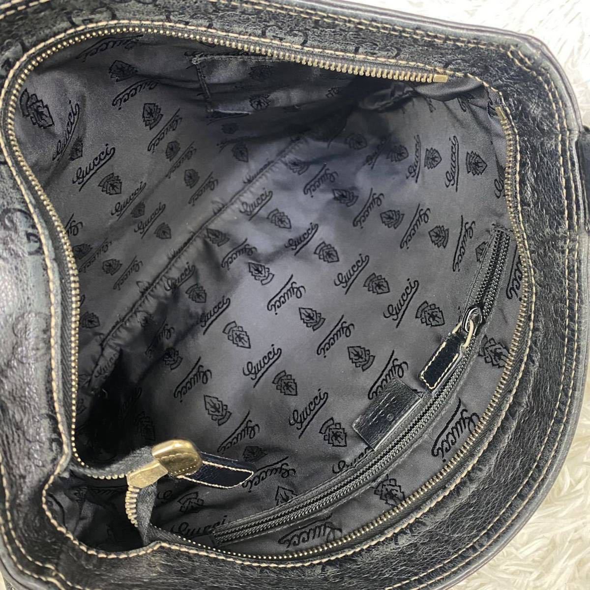 1円〜 【美品】 GUCCI グッチ ショルダーバッグ シマレザー オール 