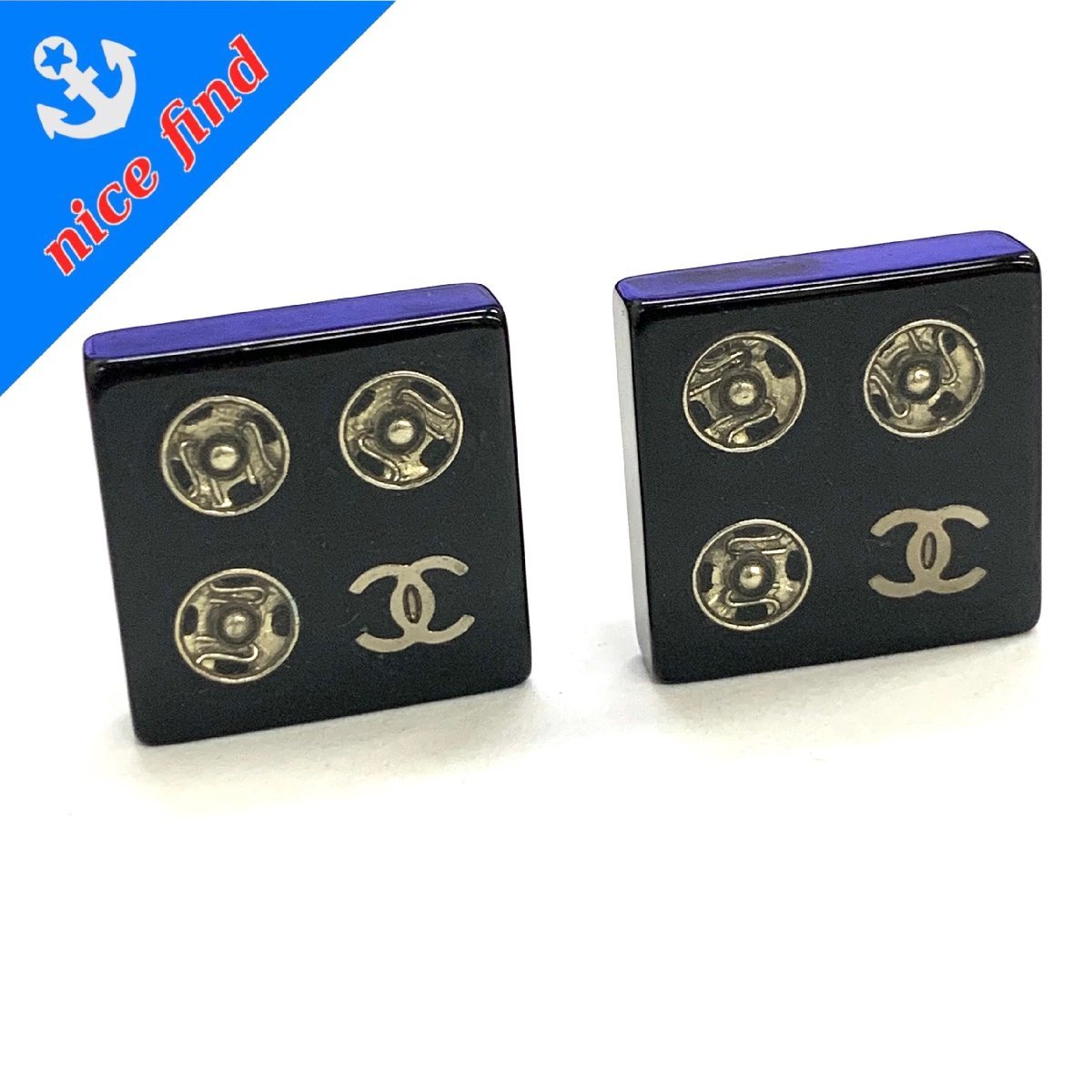 ◇シャネル CHANEL◇スクエア ココマーク 03A イヤリング ブラック 