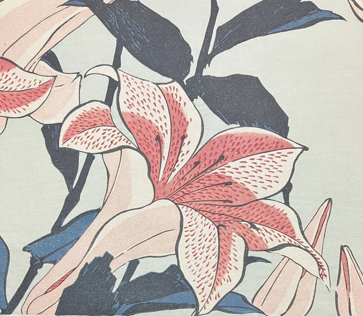 葛飾北斎「百合」花鳥絵 浮世絵 木版画 錦絵 大判 画像保存良い 検索 