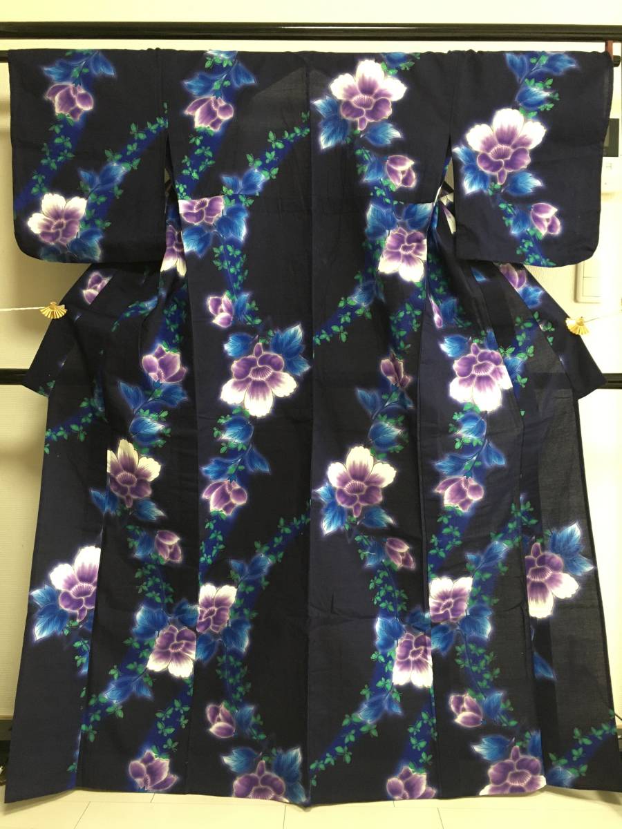 美品】山本寛斎 KANSAIの浴衣 着丈165cm 裄67cm □e0315□中古□木綿
