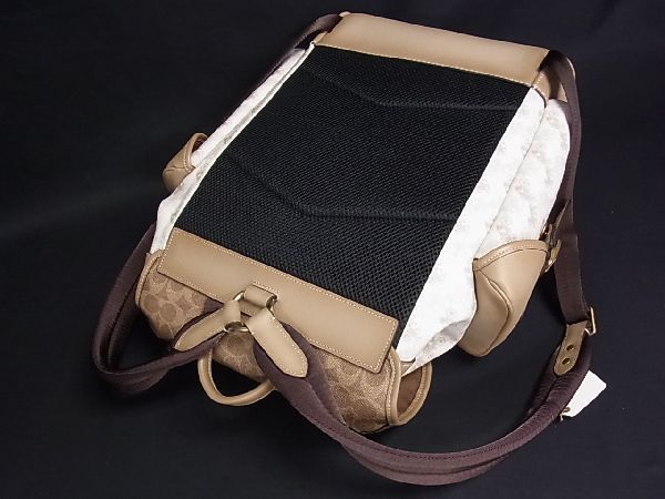 1円 □極美品□ COACH コーチ C3802 シグネチャー PVC×レザー 馬車柄 