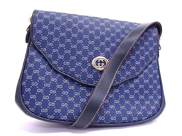 1円 GUCCI グッチ オールドグッチ ヴィンテージ マイクロGG PVC×レザー 