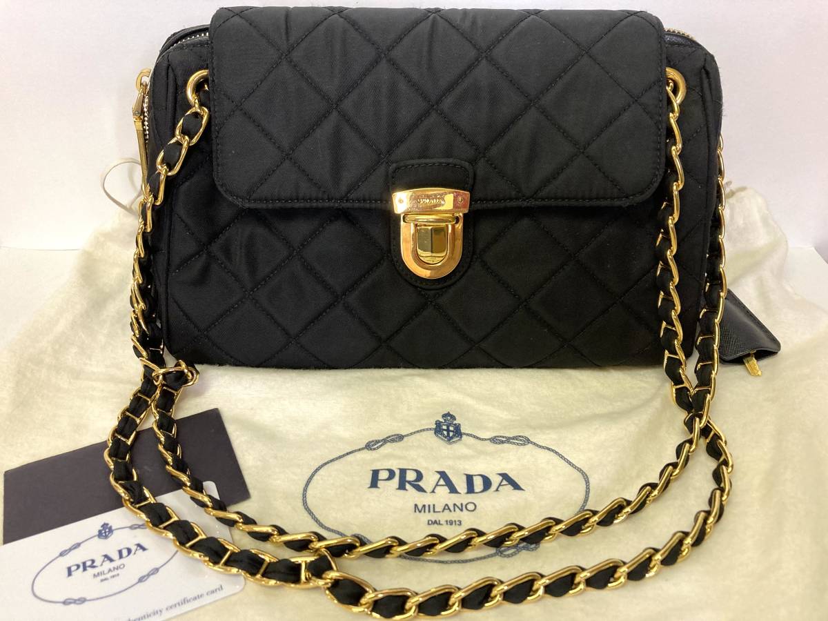 ◇ PRADA プラダ ナイロン キルティング チェーンショルダーバッグ  