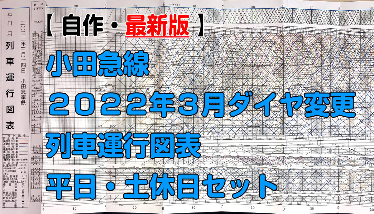 自作】 小田急線 列車運行図表 2022年3月ダイヤ変更 平日・土休日