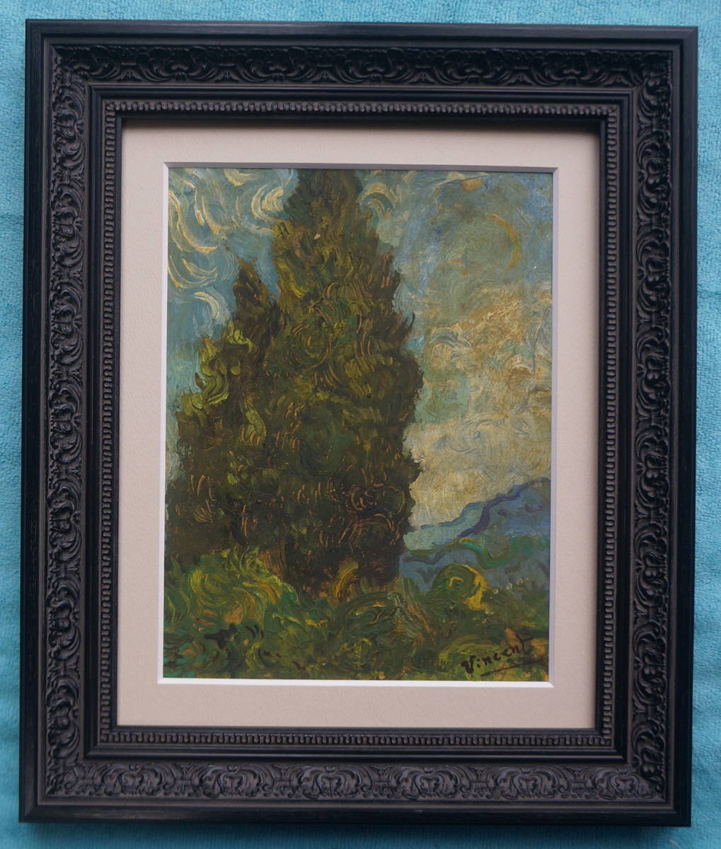 油絵 額付き Artworks]ファン・ゴッホ|糸杉|1889年|肉筆|油彩|