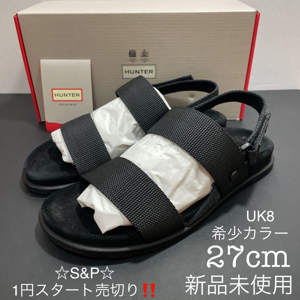 27cm 新品未使用 メンズ HUNTER ウェビングフットベッドサンダル 1円スタート売切り！ 新品未使用 HUNTER ウェビングフットベッド