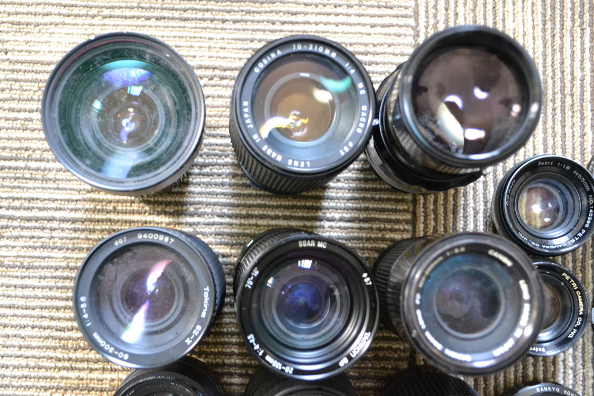 ★ジャンク マニュアル レンズ Nikon Canon Minolta Sony Petri Tokina Kosina 等 ニコン キャノン ミノルタ まとめてセット 24本 MINOLTA MFレンズ ジャンク 50mm f&frasl;1.4 USM