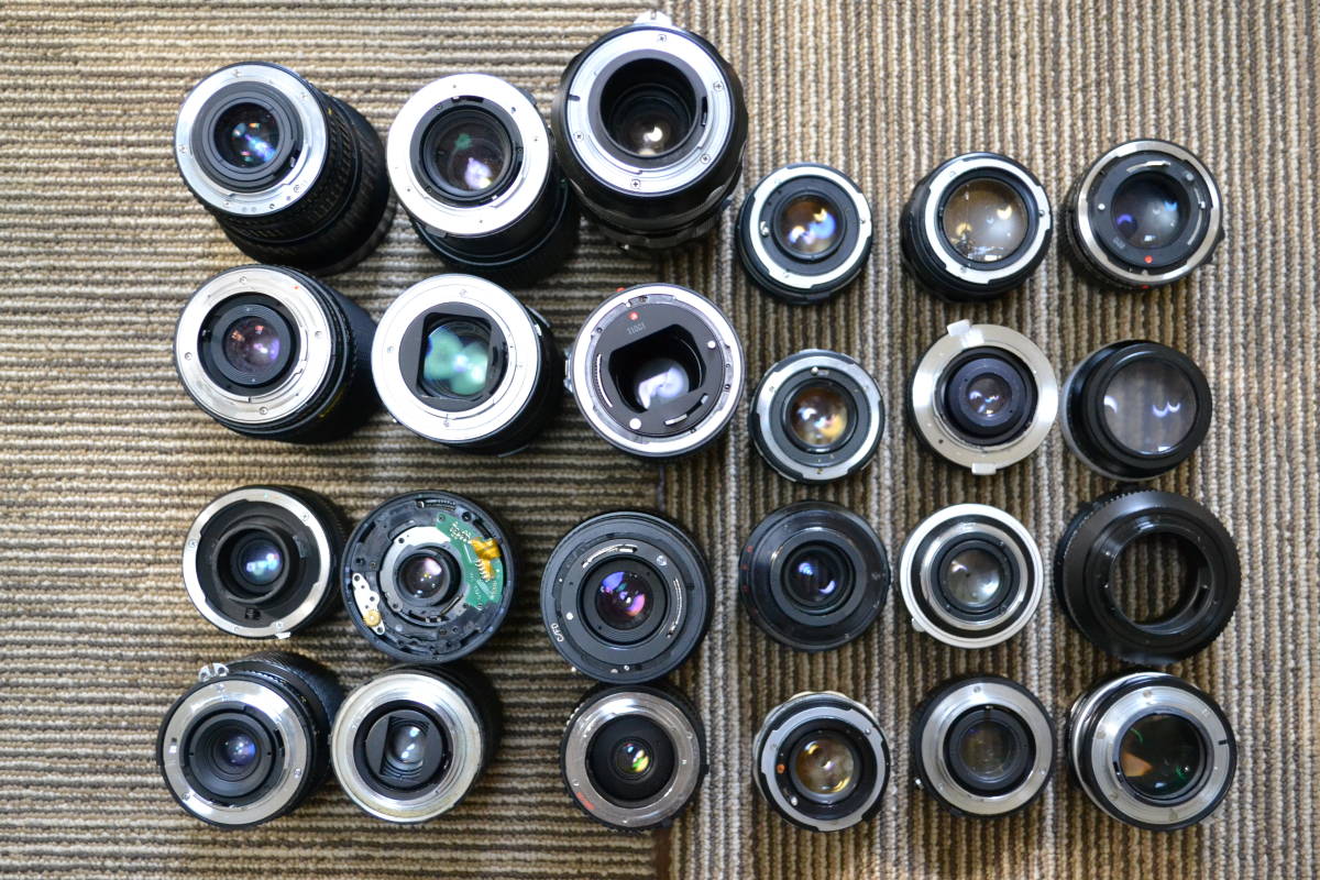 ★ジャンク マニュアル レンズ Nikon Canon Minolta Sony Petri Tokina Kosina 等 ニコン キャノン ミノルタ まとめてセット 24本 MINOLTA MFレンズ ジャンク 50mm f&frasl;1.4 USM