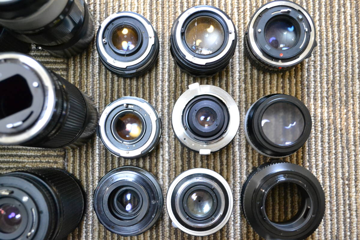 ★ジャンク マニュアル レンズ Nikon Canon Minolta Sony Petri Tokina Kosina 等 ニコン キャノン ミノルタ まとめてセット 24本 MINOLTA MFレンズ ジャンク 50mm f&frasl;1.4 USM