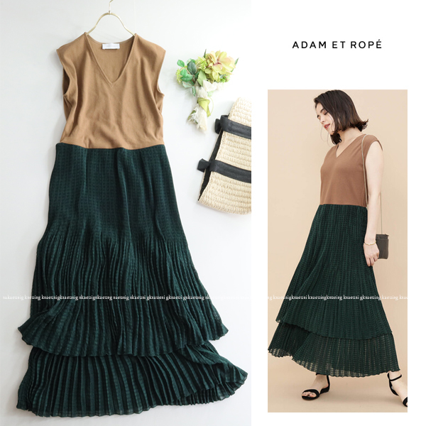 HOT，お得 アダムエロぺ ADAM ET ROPE' リブニット＆プリーツスカート切替ドッキングロング丈ワンピース(ワンピース)｜売買されたオークション情報、yahooの商品情報をアーカイブ公開 - オークファン 女性用