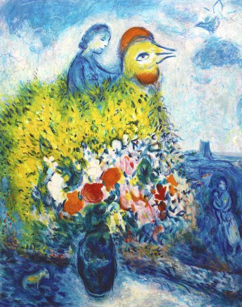 真作WISHマルク・シャガール Marc Chagall「花束を持つ