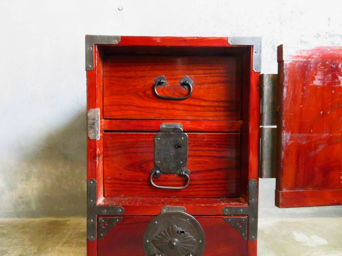 時代箪笥 綺麗な木目 前欅 仙台箪笥 木地呂塗 艶あり 船箪笥 小箪笥 小 