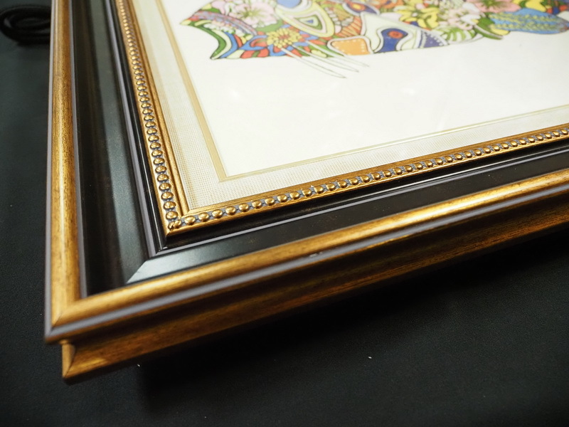 ☆ 抽象・動物像 魚 日本 春 額装有り M10号絵画 ジミー大西 中古