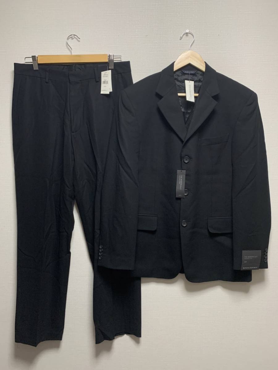 未使用☆[BANANA REPUBLIC] MODERN 03AW THE MODERN SUITS ハイライン ウールセットアップ モダンスーツ 42S 33/32 ブラック イタリア製