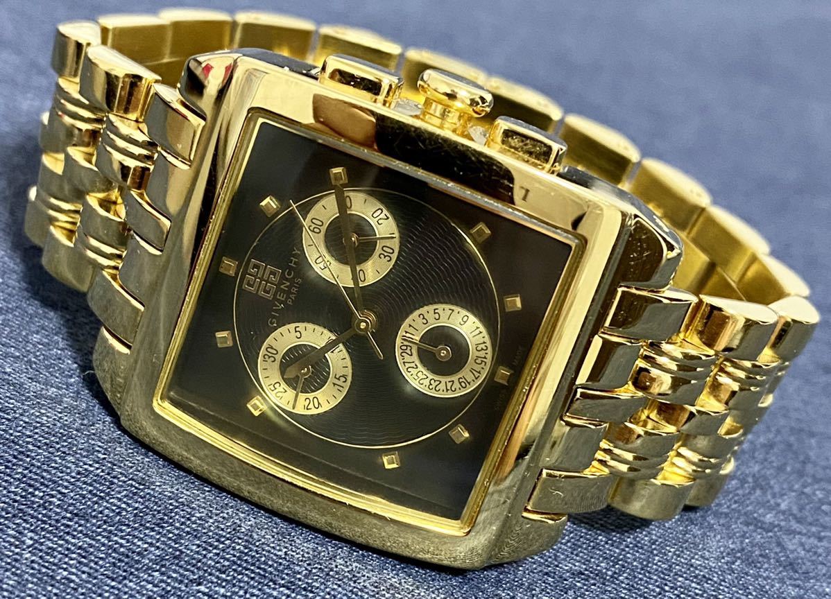 1円〜 Y GIVENCHY ジバンシー ゴールドモデル 1462151 クロノグラフ 
