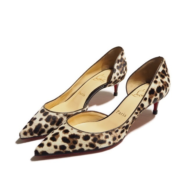 H4056R51　▼Christian Louboutin クリスチャンルブタン▼　レオパード ハラコ ポインテッド パンプス 35.5/22.5～23cm 秋冬 rb