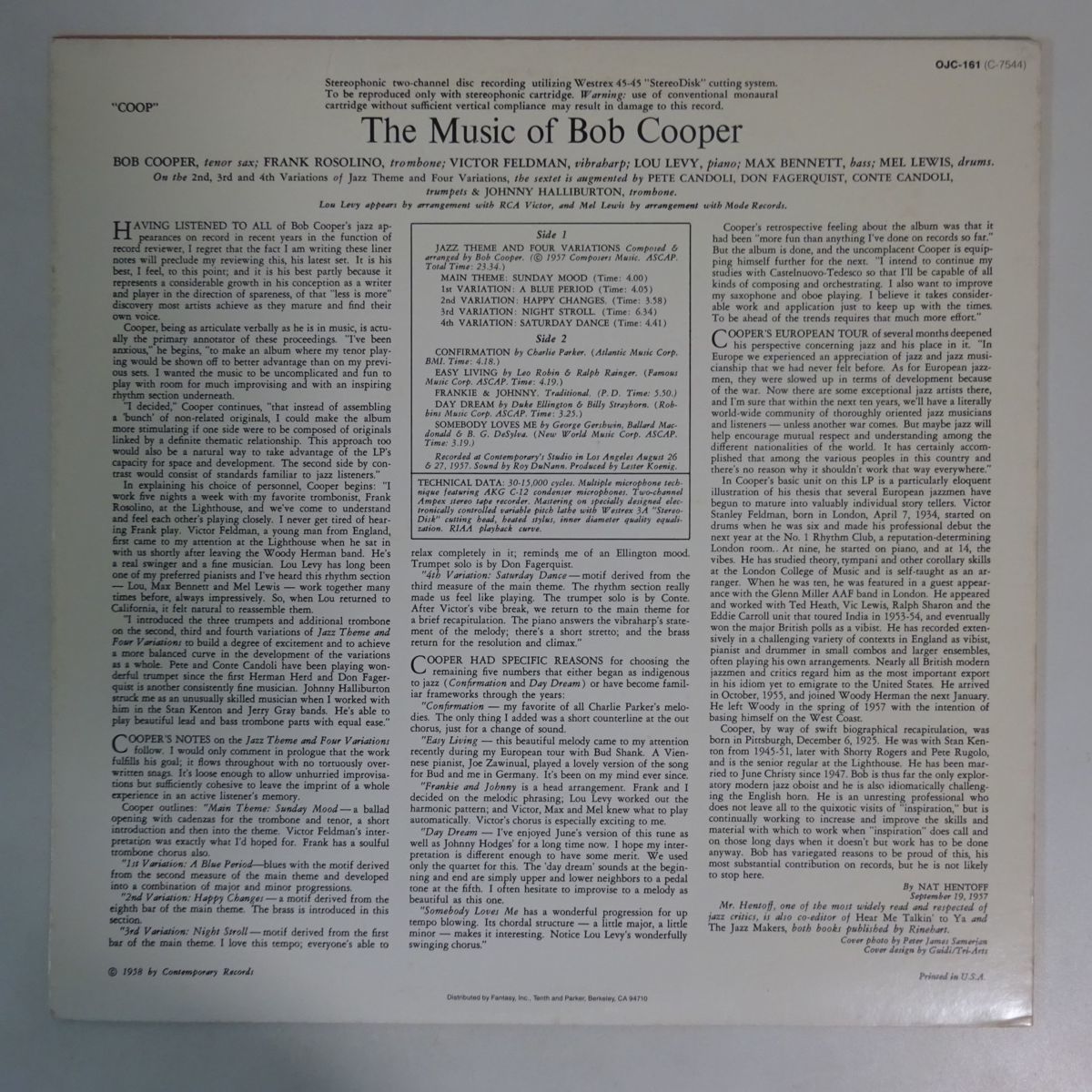 11165329;【US盤/OJC】Bob Cooper / Coop! The Music Of Bob Cooper_2