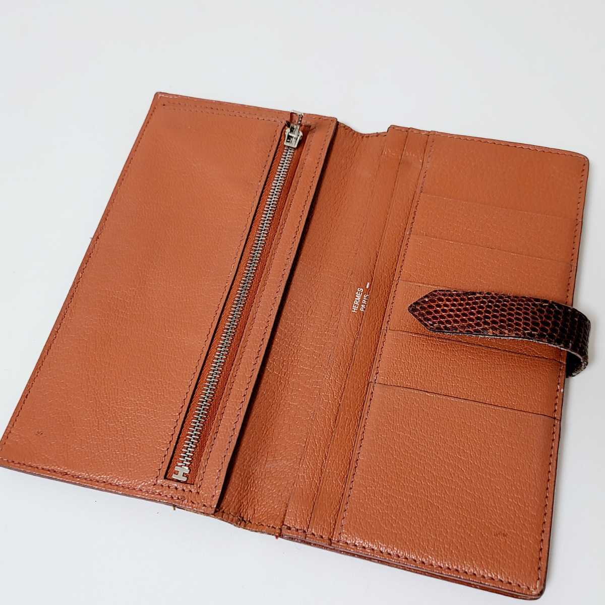 絶大人気 HERMES エルメス ベアンスフレ リザード 二つ折り 長財布 