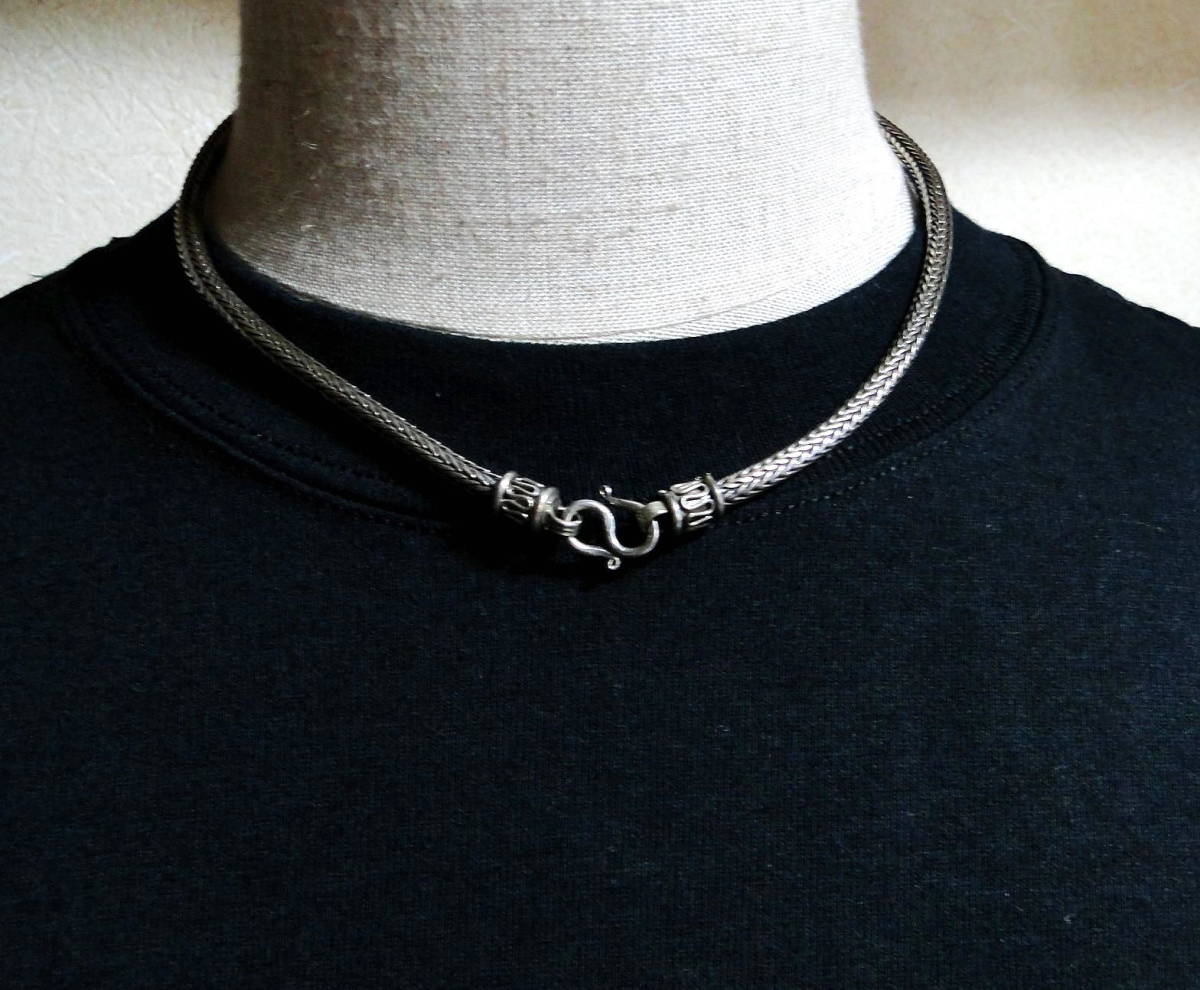 90's シルバー925 ネックレスチェーン フォックステール Vintage 送料