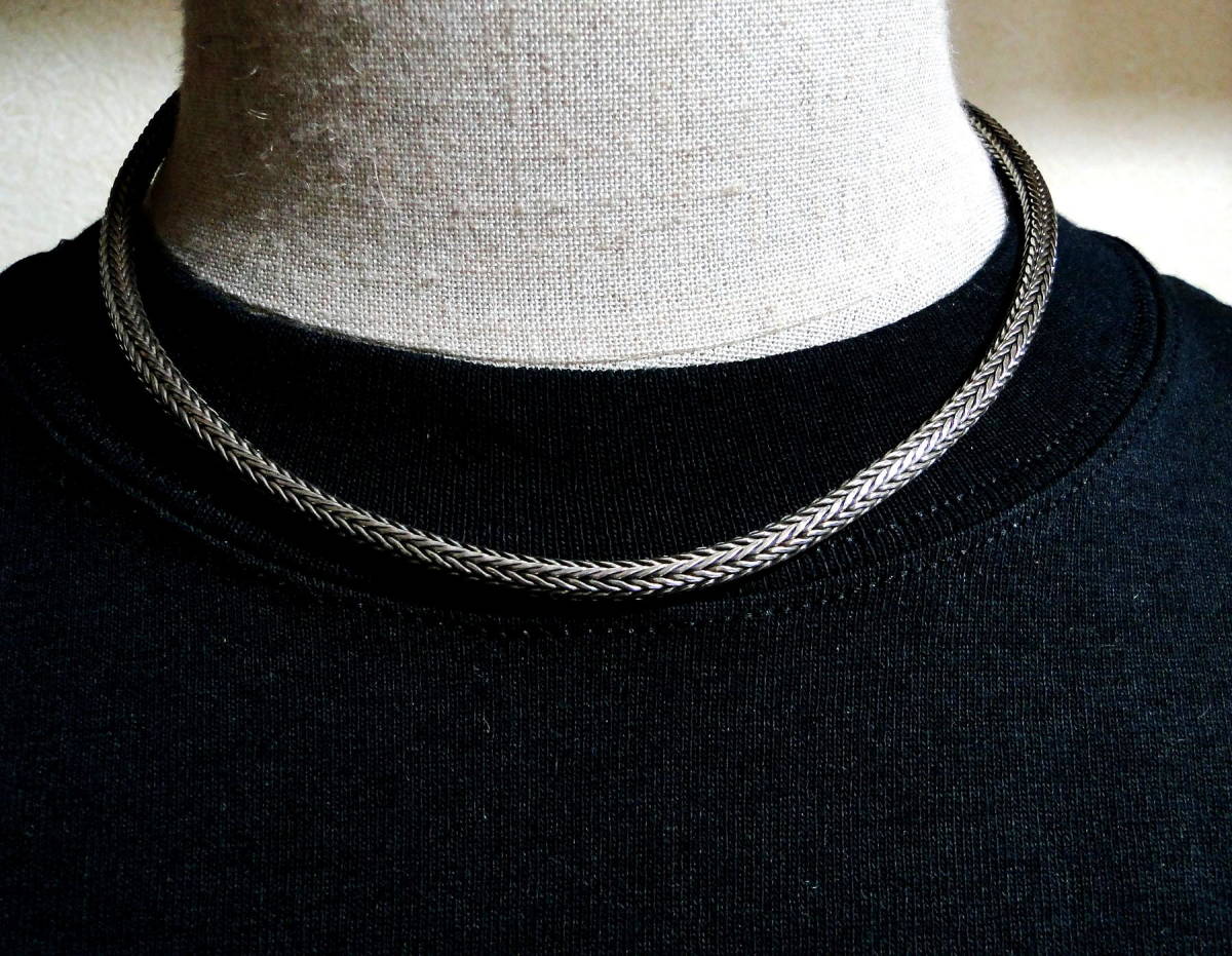 90's シルバー925 ネックレスチェーン フォックステール Vintage 送料