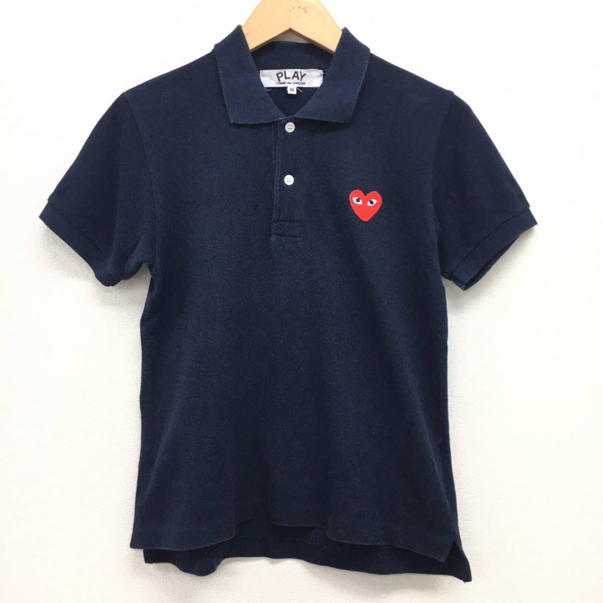 □PLAY COMME des GARCONS 半袖ポロシャツ M 濃紺 プレイ