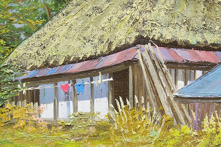 □①北川照生□ 【山郷】 油彩 8号 直筆サイン 真作保証有り(自然