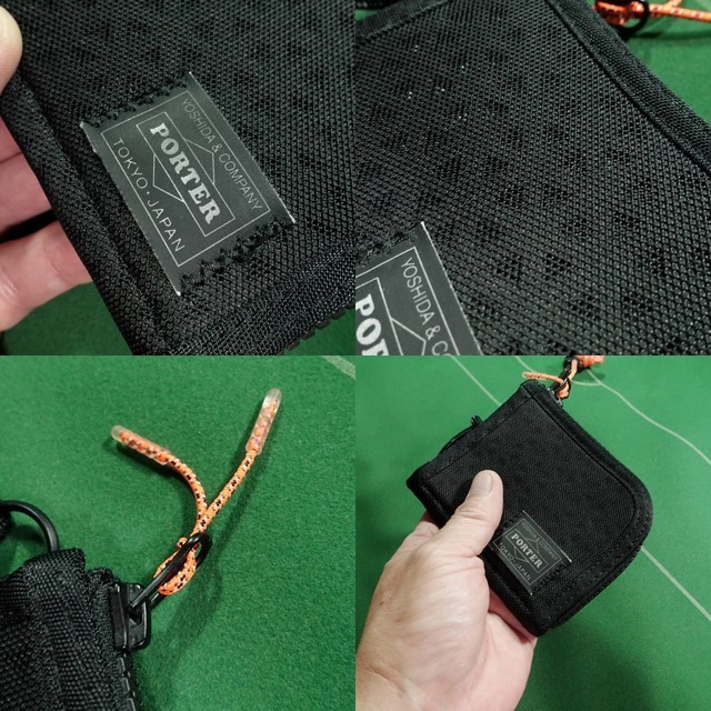 □ポーター HEXARIA ARIAPRENEメッシュ ネックストラップ付 L字ジッパー ミニ財布 コンパクトウォレット ブラック 美品!!!□ HEXARIA □ポーター ARIAPRENEメッシュ Synthetic - ほぼ未使用!!!□