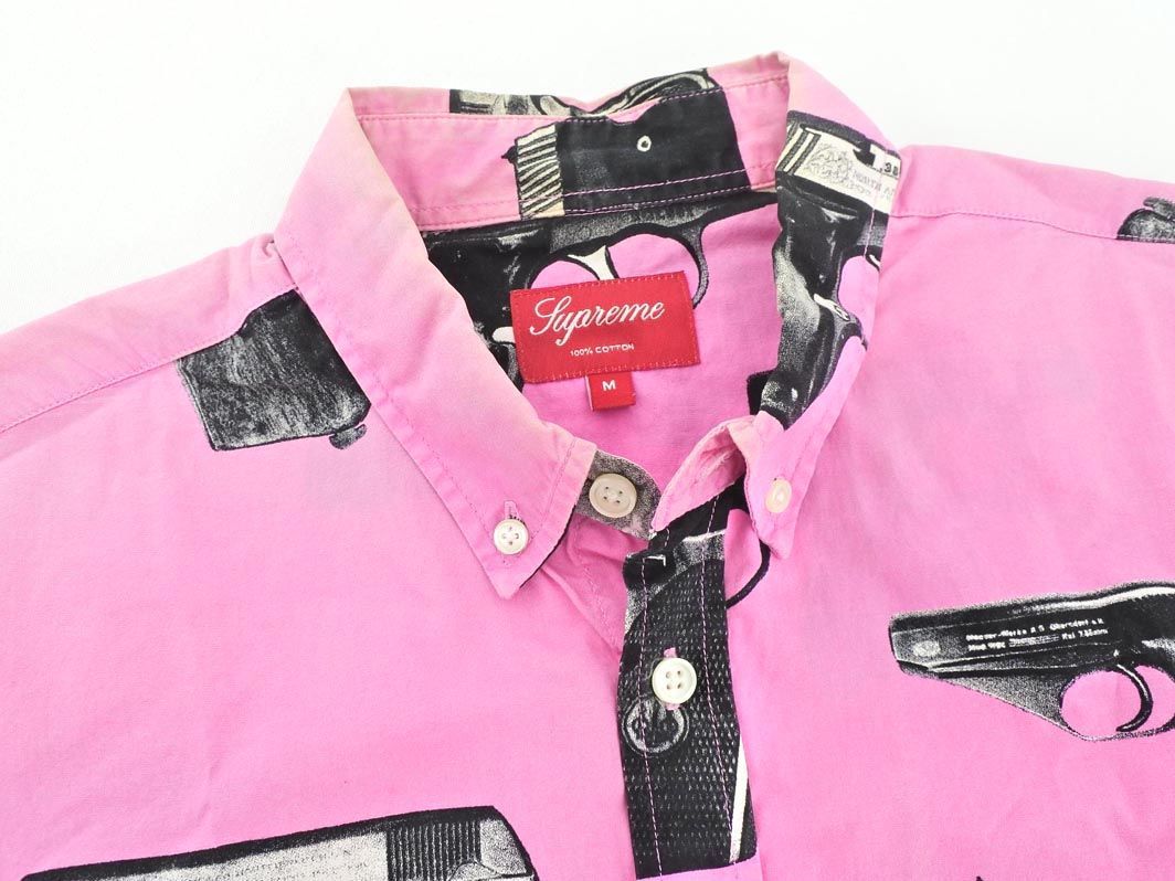 ネコポスOK Supreme シュプリーム 2013SS Guns Shirt 拳銃柄 ボタン 