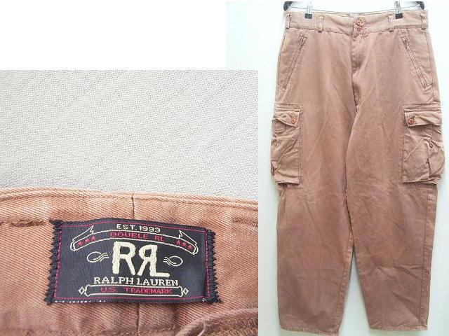 【90s】USA製 三つ星タグ RRL コーデュロイ カーゴパンツ ブラウン 即決[W38]初期 RRL 90年代 三ツ星 黒タグ ミリタリー USA製 アメリカ製