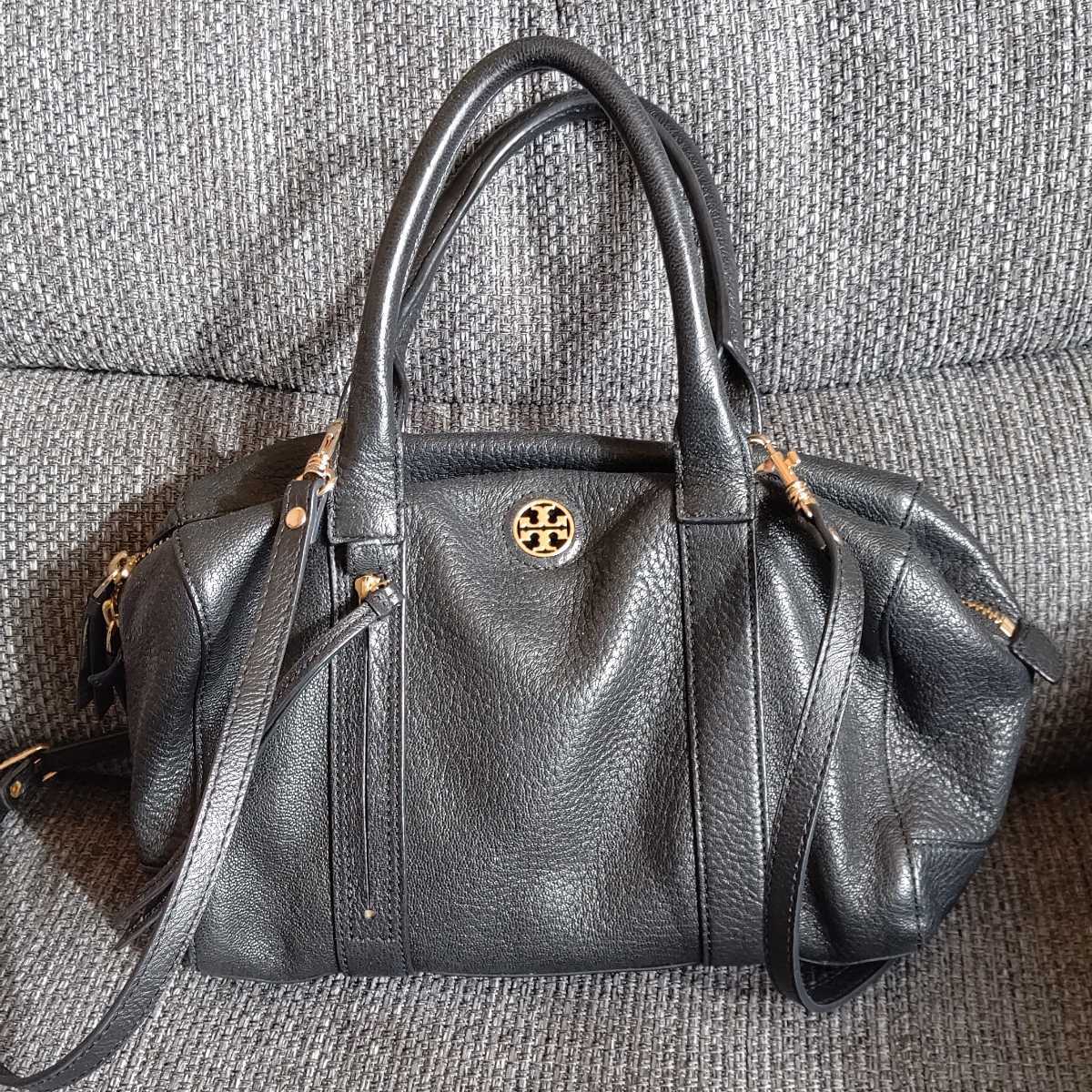 トリーバーチ 2way トートバッグ ショルダーバッグ ブラック HSP037 TORY BURCH ショルダーストラップ 社外品