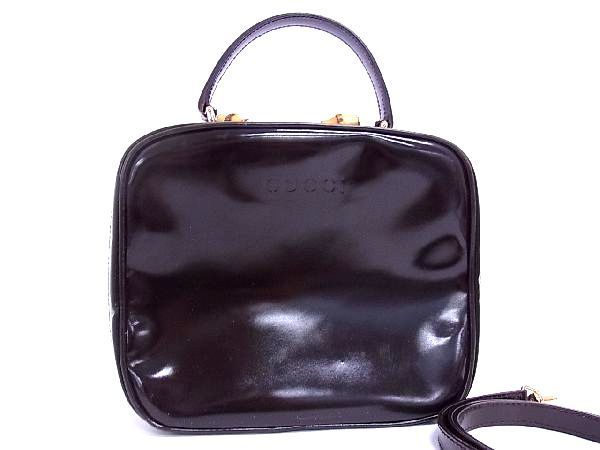 Sakiko SO  GUCCI バンブーエナメル2wayバッグ グッチ バンブー レディース オールド ハンドバッグ⁄レザー⁄BLK⁄000