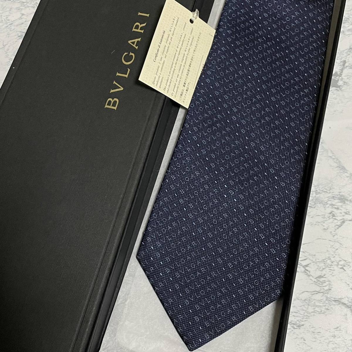 ブルガリ ネクタイ BVLGARI ロゴマニア 新品未使用 セブンフォールド