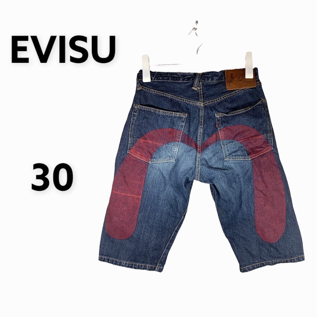デニムハーフパンツ エヴィス EVISU 赤大黒 塩谷ブラザーズ 日本製 30 