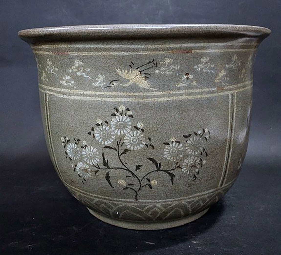XA440朝鮮古美術 古高麗 李朝 高麗磁 青磁植木鉢(高麗)｜売買された