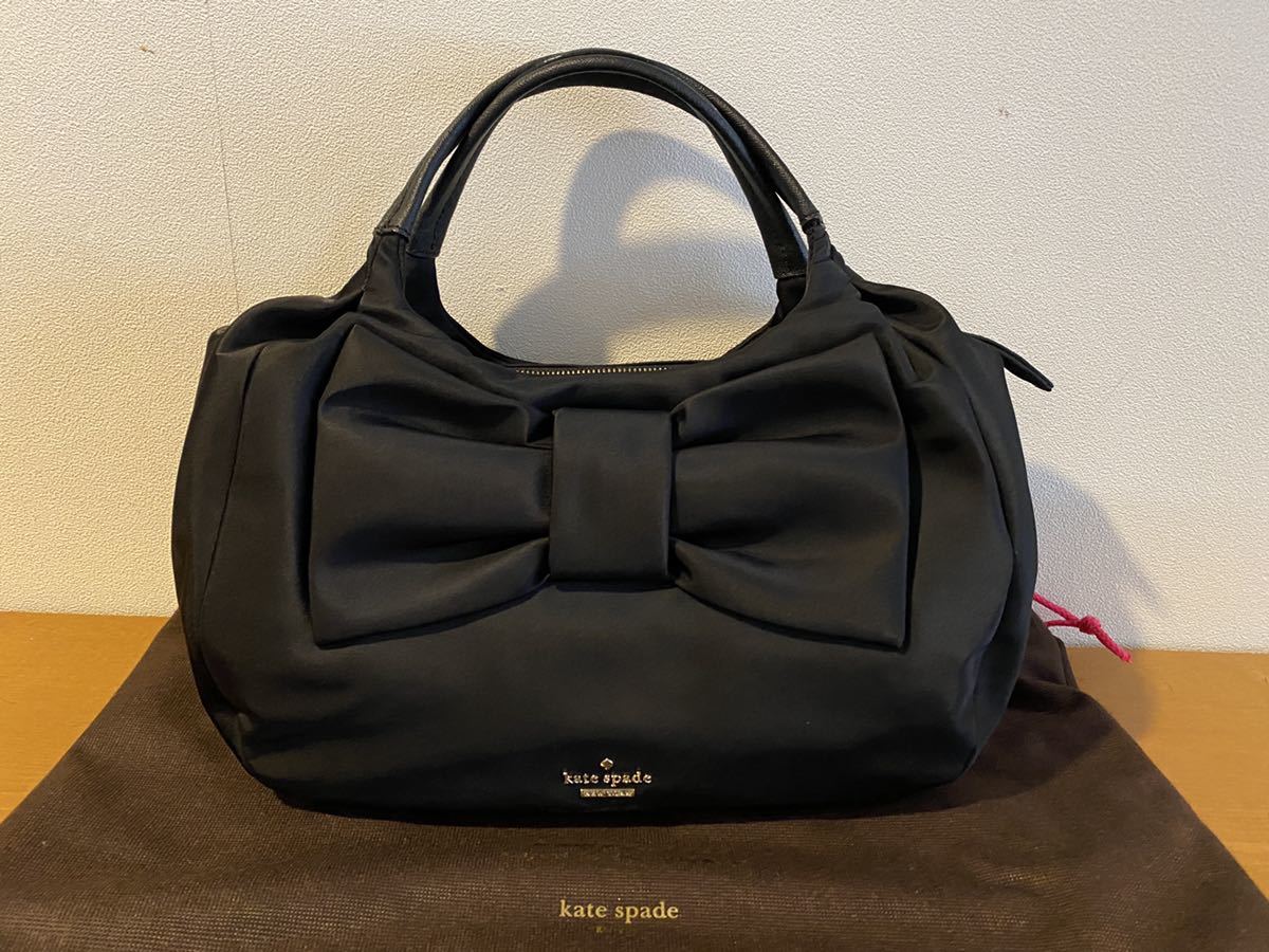 100%新品，得価 kate spade ケイトスペード リボン バック 黒(ハンドバッグ)｜売買されたオークション情報、yahooの商品情報をアーカイブ公開 - オークファン かばん、バッグ