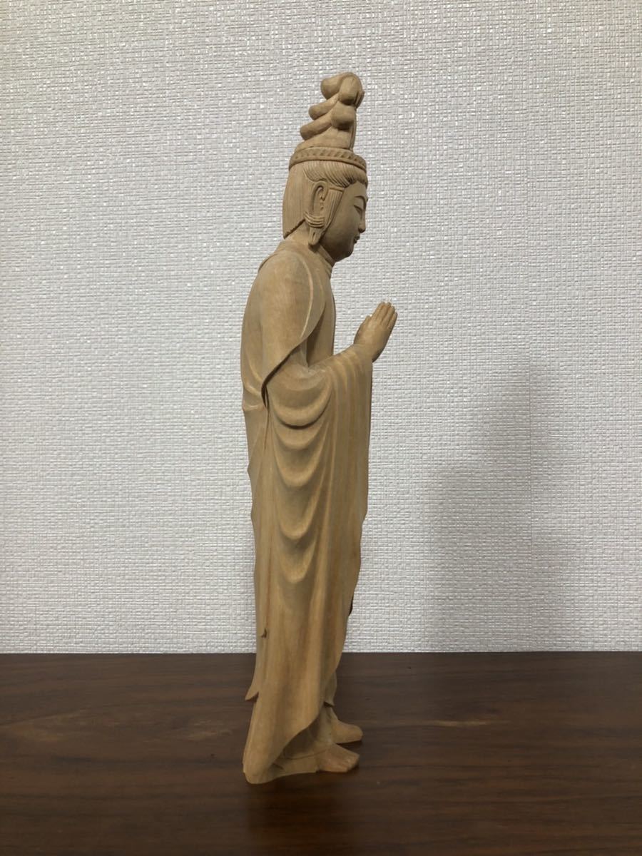 新作 総柘植材 一刀彫 仏教美術 木彫仏像 三面仏像 阿弥陀如来三尊像