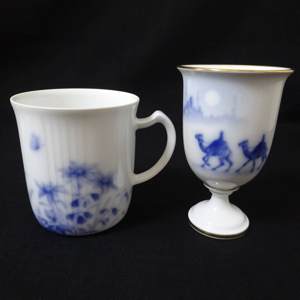 1434619-042】○美品○大倉陶園 OKURA 蒼い花/スウィートローズ/砂漠  