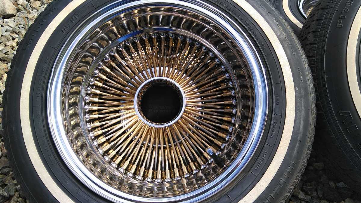 デイトン ワイヤーホイール 14インチ 7Jリバース ゴールドコンビ 