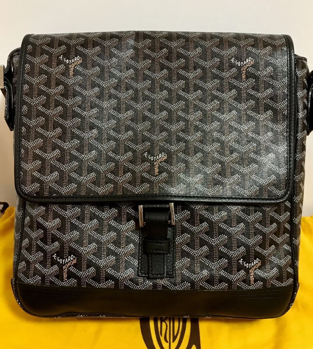 美品 ゴヤール GOYARD グランブルーMM 黒×白×ブラウン メンズ 