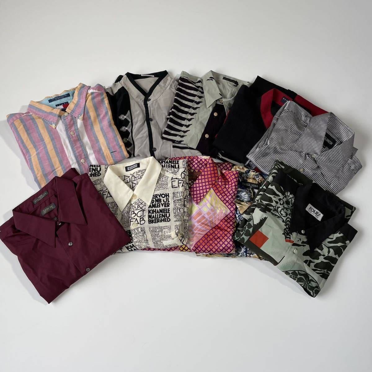 1円 スタート 売り切り 古着 長袖 シャツ メンズ まとめ売り 総柄 柄 無地 刺繍 アロハ シャツ 10着 90s ヴィンテージ ブランド入り