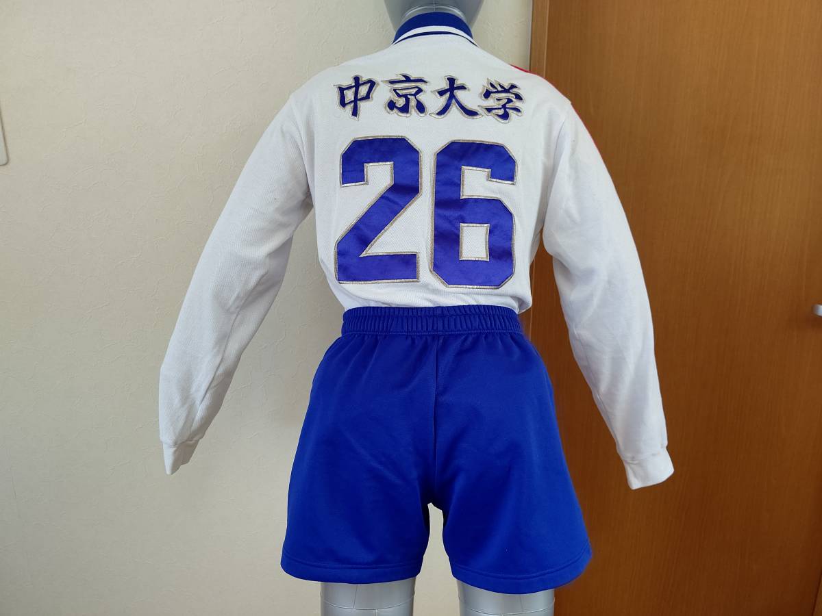 中京大学 バレーボール ユニフォーム セットアップ 【Lサイズ】 asics 中京大学 アシックス 女子バレーボール ユニフォーム 白/青 サイズ上L