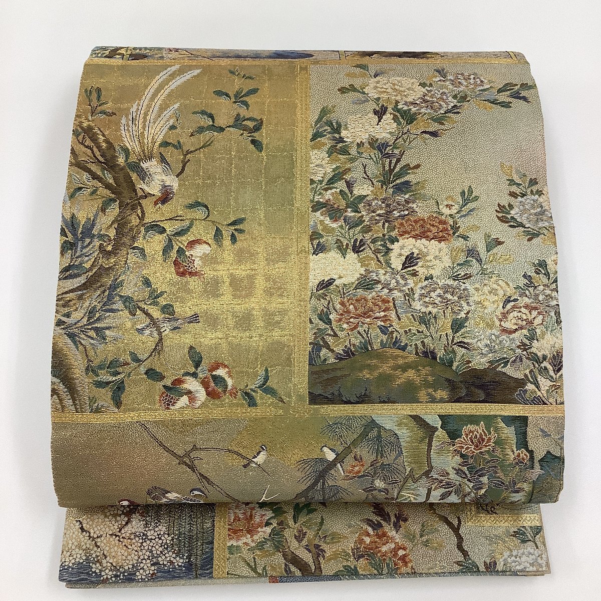 きものcocon☆丸帯(全通)☆本金箔全通丸帯☆西陣織☆源氏物語絵巻  