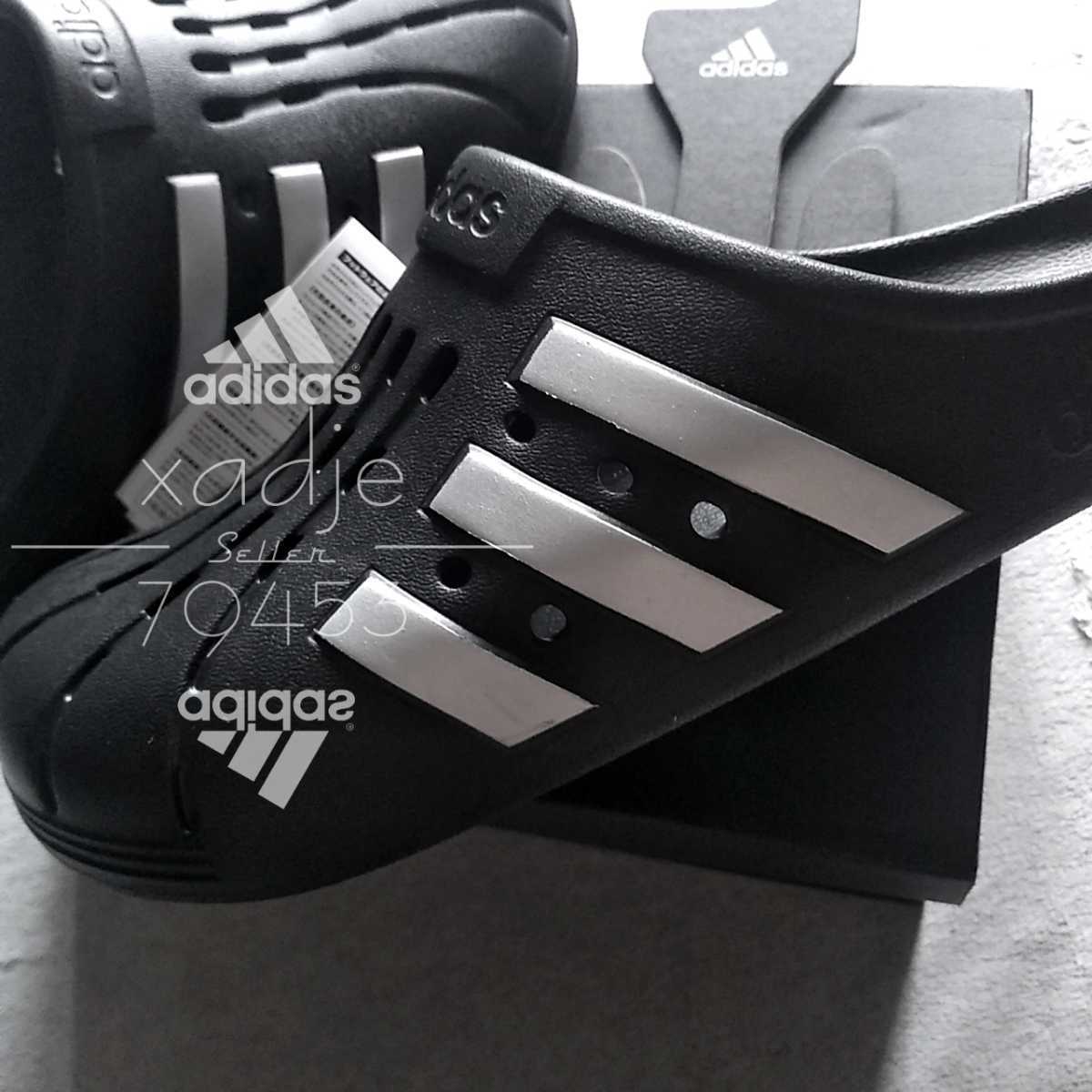 正規品 Adidas アディダス クロッグ サンダル スリッポン 黒 ブラック シルバー 三本ライン 27 5cm Us9 箱付き 27 5cm 売買されたオークション情報 Yahooの商品情報をアーカイブ公開 オークファン Aucfan Com