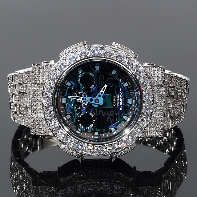 G-SHOCK カスタム GA100 フルカスタム Gショック ブルーカモフラ 大粒