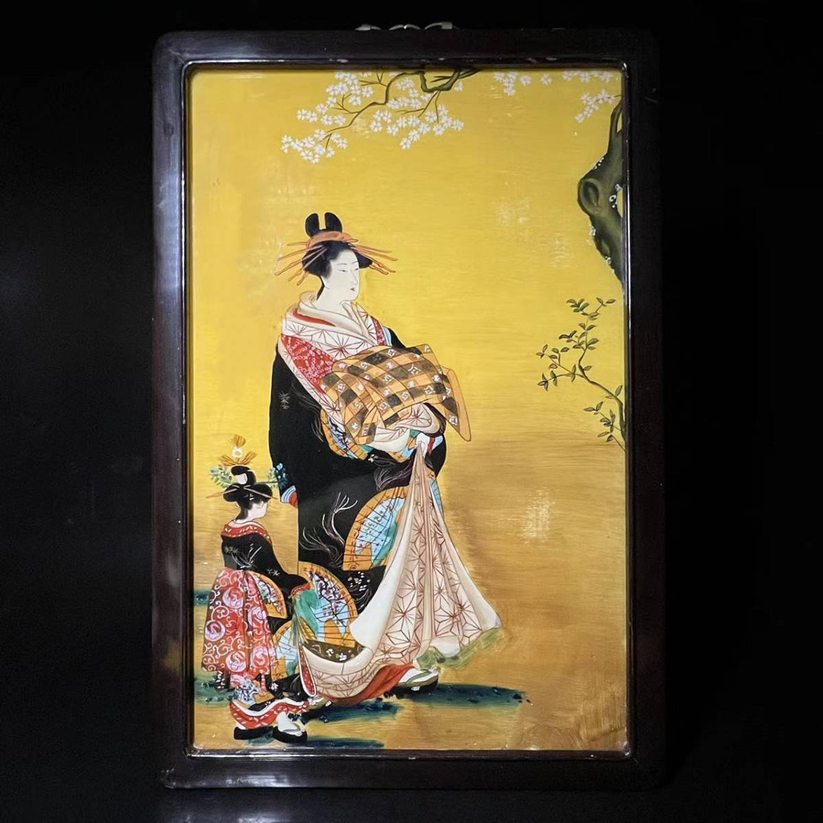 瑞】日本美人画 ガラス絵 額装(人物画)｜売買されたオークション情報