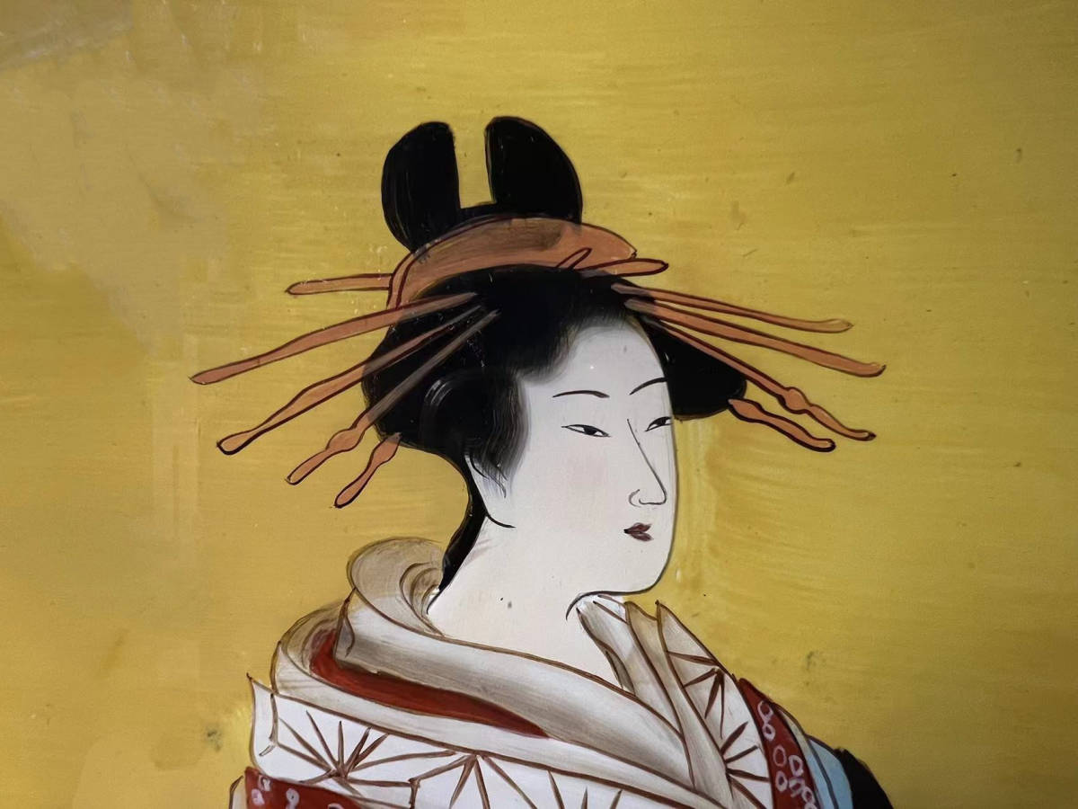 ガラス絵　美人画 瑞】日本美人画 ガラス絵 額装(人物画)｜売買されたオークション情報