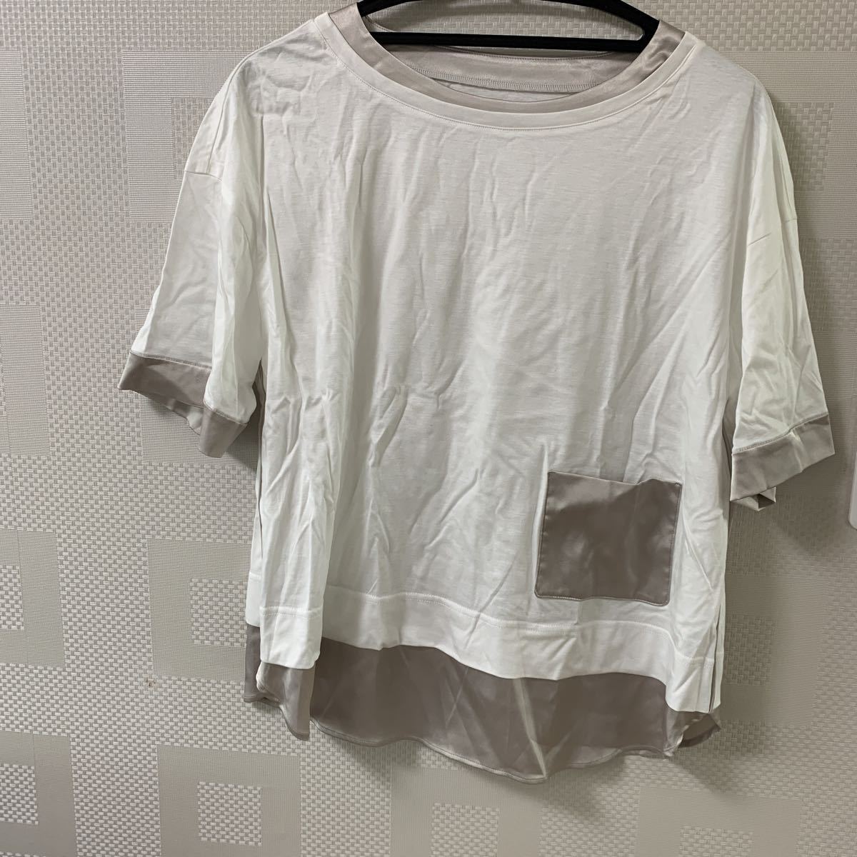 KA92☆新品送料無料レリアンleilian13LL半袖Tシャツ異素材カットソーチュニック