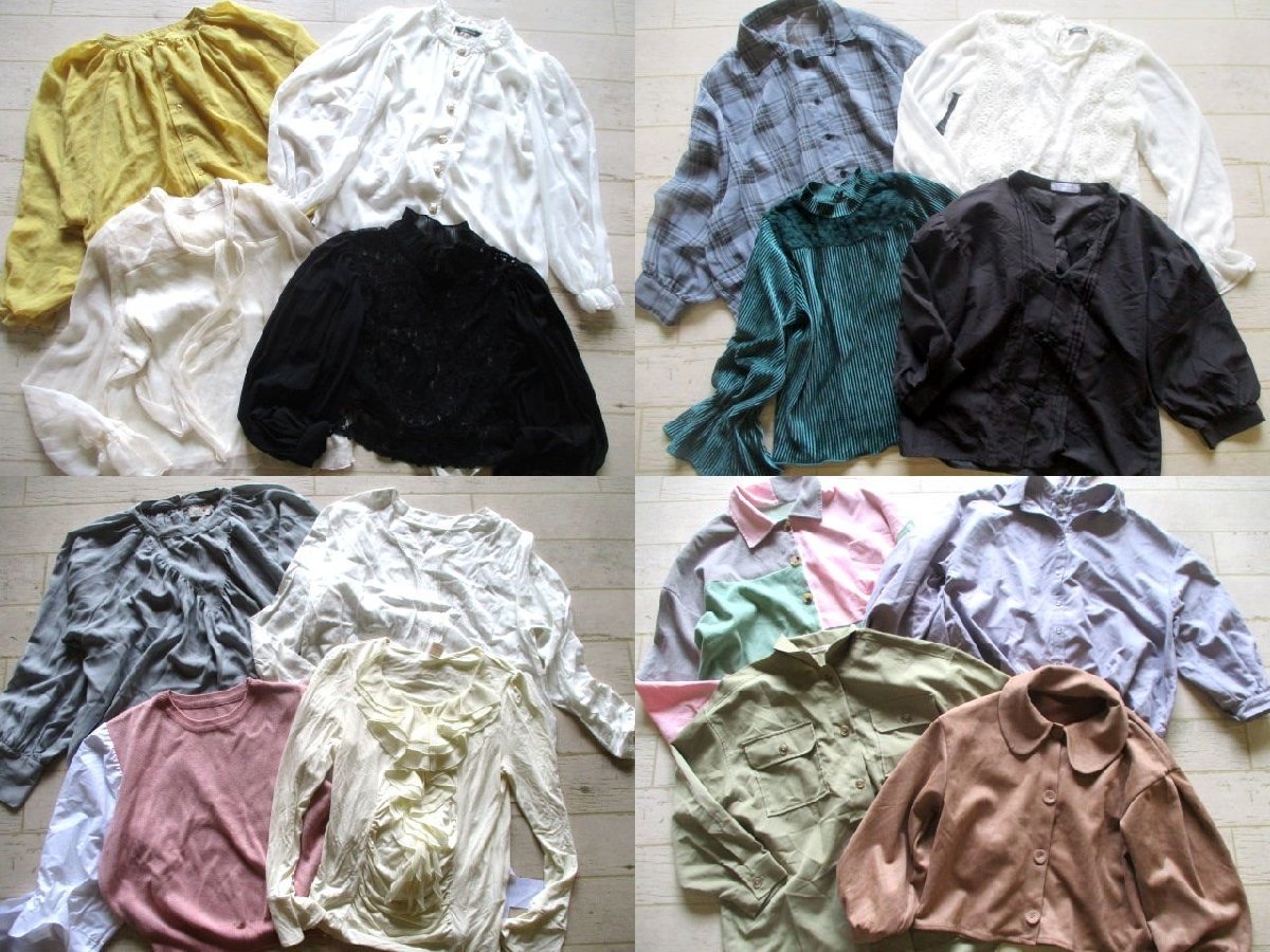 新品，人気SALE レディース 長袖カットソー 長袖シャツ 長袖ブラウス 福袋 まとめて まとめ売り 70点 セット 大量 洋服 古着 仕入れ 58(Mサイズ)｜売買されたオークション情報、yahooの商品情報をアーカイブ公 Mサイズ